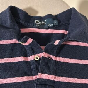 Polo Ralph Lauren short sleeves polo shirt. Size L. Navy and pink
